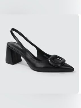 Berness Women's Autumn Faux Leather Slingback Office Heels Black-Size9-NWT